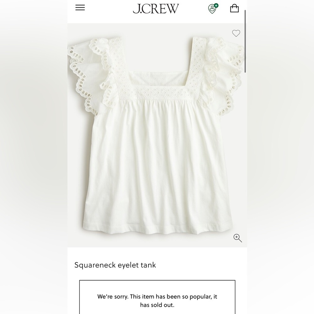 J. Crew Squareneck Eyelet Top White XS Flutter Sleeve